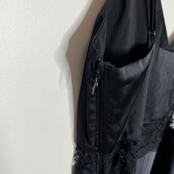 Abercrombie & Fitch Lace and Satin Slip Midi Dress Black Womens Small Tall - Picture 8 of 9
